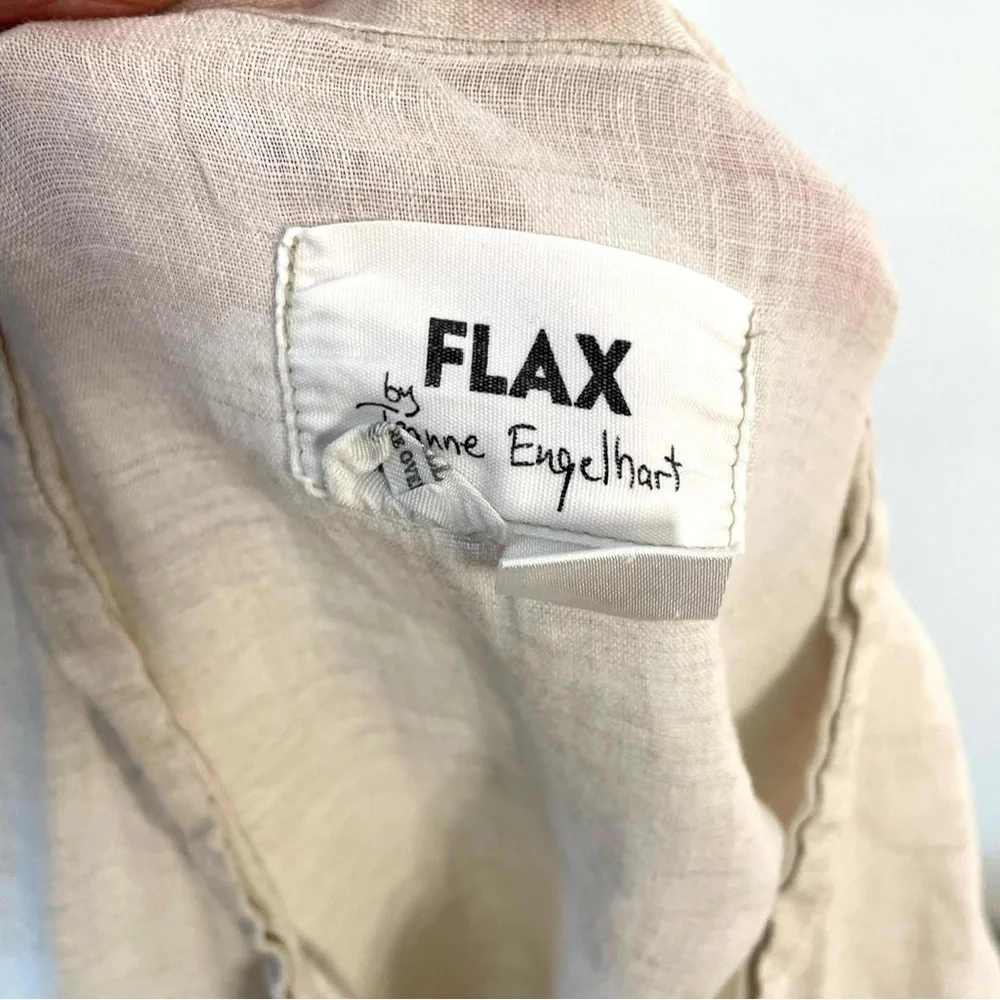 Flax Dress Linen Shirt Long Tunic Lagenlook Minimalist Beige Size Small - Picture 7 of 9